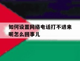 如何设置网络电话打不进来呢怎么回事儿的简单介绍