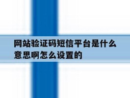 网站验证码短信平台是什么意思啊怎么设置的