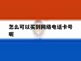 怎么可以买到网络电话卡号呢的简单介绍