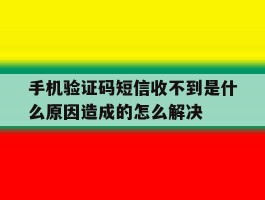 关于手机验证码短信收不到是什么原因造成的怎么解决的信息