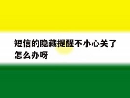 短信的隐藏提醒不小心关了怎么办呀