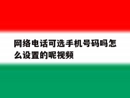 网络电话可选手机号码吗怎么设置的呢视频的简单介绍