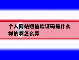 个人网站短信验证码是什么样的啊怎么弄