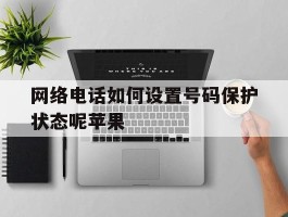 网络电话如何设置号码保护状态呢苹果