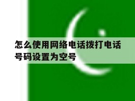 怎么使用网络电话拨打电话号码设置为空号