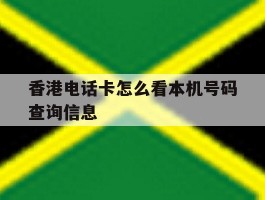 香港电话卡怎么看本机号码查询信息