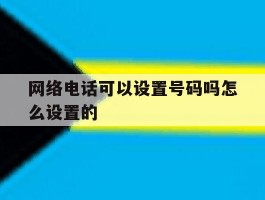 网络电话可以设置号码吗怎么设置的