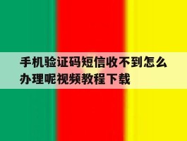 手机验证码短信收不到怎么办理呢视频教程下载的简单介绍