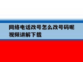 网络电话改号怎么改号码呢视频讲解下载
