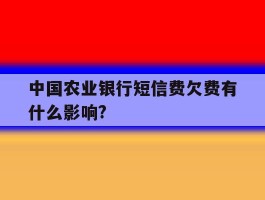 中国农业银行短信费欠费有什么影响?