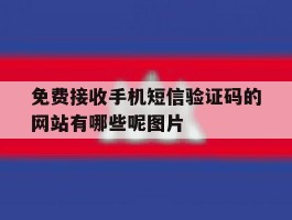 免费接收手机短信验证码的网站有哪些呢图片