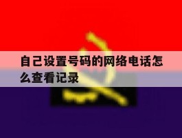 自己设置号码的网络电话怎么查看记录