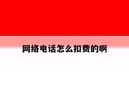 网络电话怎么扣费的啊