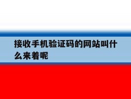接收手机验证码的网站叫什么来着呢的简单介绍
