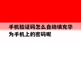关于手机验证码怎么自动填充华为手机上的密码呢的信息
