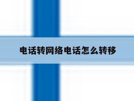 电话转网络电话怎么转移