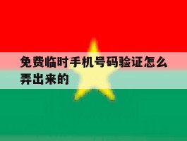 免费临时手机号码验证怎么弄出来的