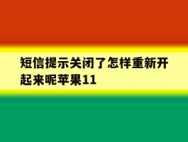 短信提示关闭了怎样重新开起来呢苹果11的简单介绍