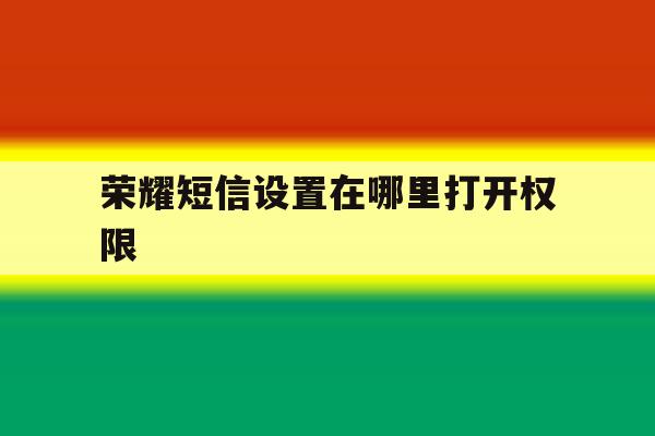 荣耀短信设置在哪里打开权限 荣耀短信设置在哪里打开权限