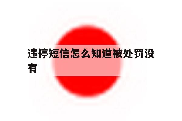 违停短信怎么知道被处罚没有 违停短信怎么知道被处罚没有