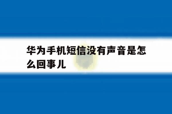 华为手机短信没有声音是怎么回事儿 华为手机短信没有声音是怎么回事儿
