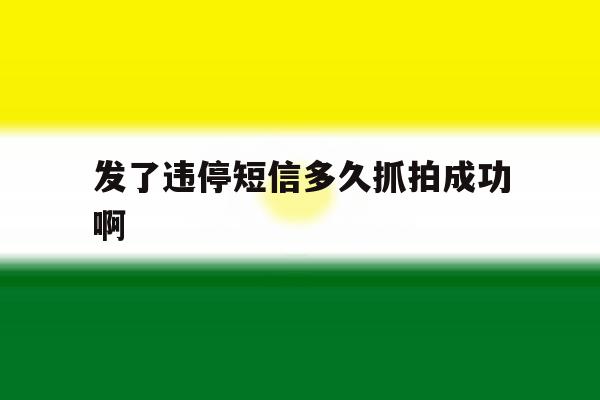 发了违停短信多久抓拍成功啊 发了违停短信多久抓拍成功啊